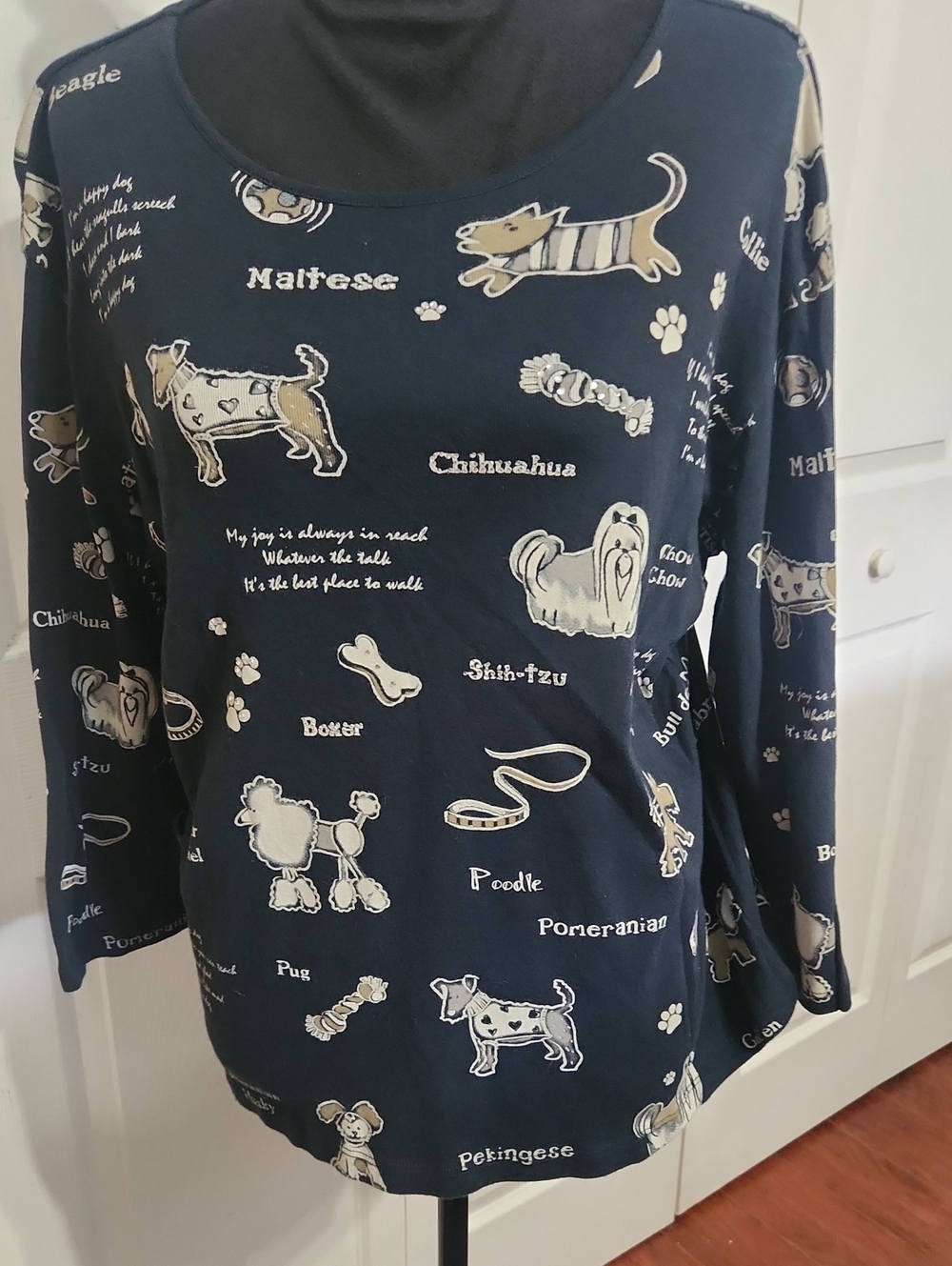 2 piece set Women's Dog Print Long Sleeve Tee with matching zip up jacket - Picture 2 of 4